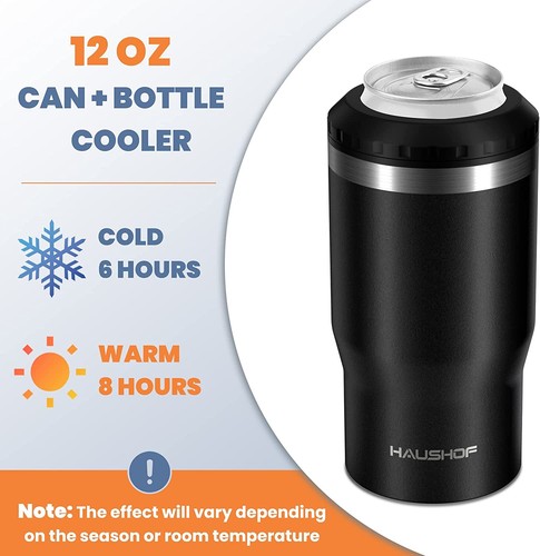 HAUSHOF 12 oz Can Cooler 4 in 1 Double Walled Can Insulator Stainless Steel Cans - Afbeelding 17 van 21