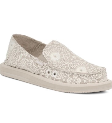 Sanuk Donna Crochet Flats Slip On Vagabond Sidewalk Surfer Lace