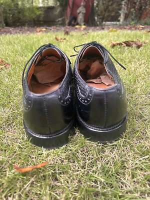 Men's Allen Edmonds Hampstead Black Woven Leather Wingtips 9.5 C