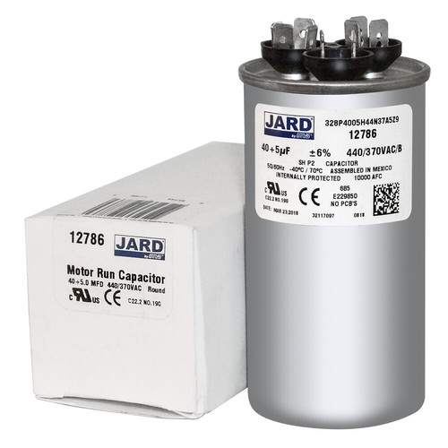 Condensatore tondo doppia corsa 40/5 Mfd 370/440 Volt sostituisce Tradepro 40+5 uF HVAC
