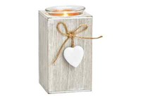 Teelichthalter Mit Herz Holz Glas Laterne Kerzen Wintergarten Garten Zu Hause