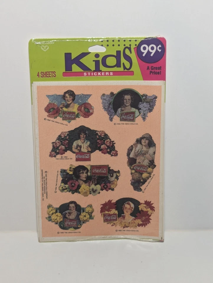 Vintage RARE COCA COLA 1992 Kids Stickers 4 Sheets New Sealed USA Made Hallmark - Image 2 of 4