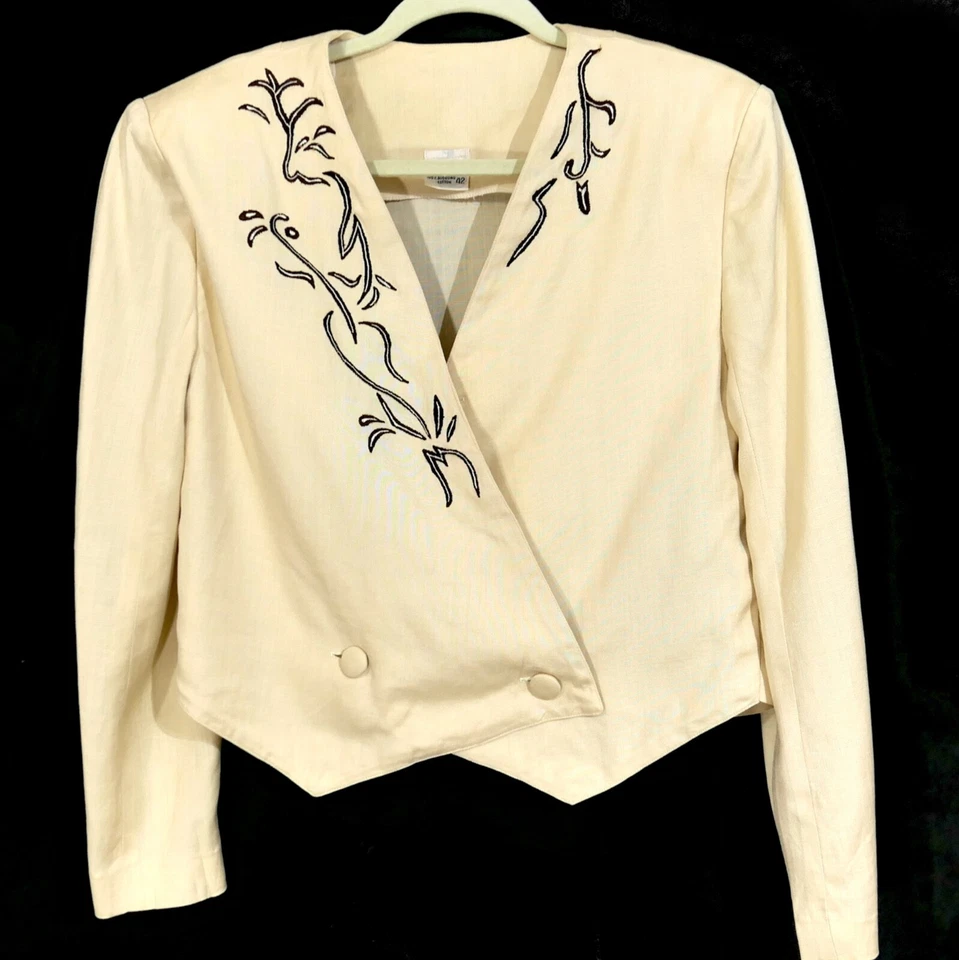 Vintage Rockabilly circa 60s Cropped Double Breasted Mixican Blazer Jacket L XL - Image 3 of 4