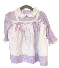 Vintage 1950s Lil Airess Dress 2T Lavender Eyelet Lace Trim Union Made USA ILGWU