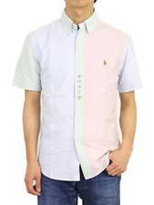 Polo Ralph Lauren Short Sleeve Slim Fit Button Down Shirt - Striped Paneled -