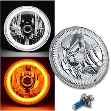 7 Switchback White Led Drl Amber Turn Signal Angel Eye Halo H4 60w Headlight