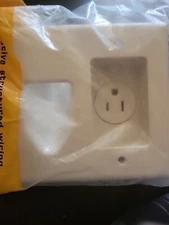 Wall plate: Cable Pass-thru Media Plate with 110v Recessed  White