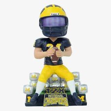 MICHIGAN WOLVERINES FOOTBALL 12x National Champions Ring Base Bobblehead NIB!