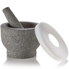 Granite Pill Crusher Set - Mortar  Pestle, Easy Grip, Non-Slip, Deep Bowl