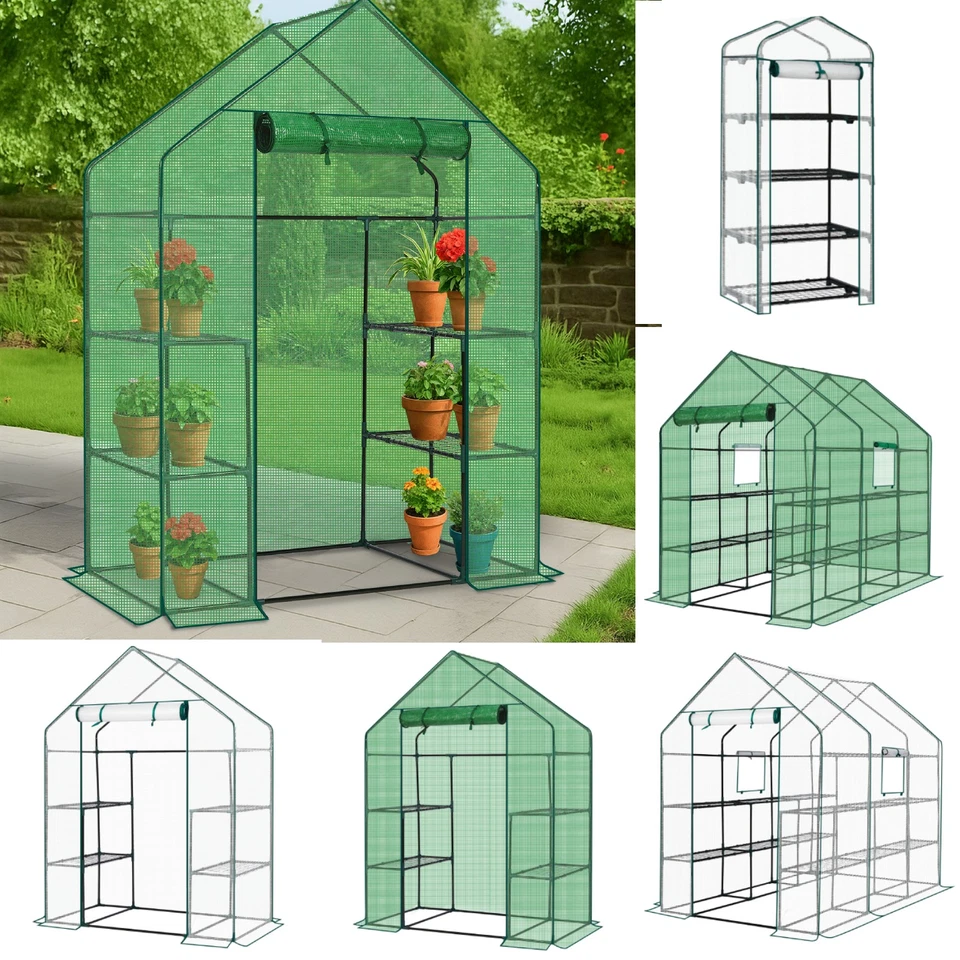 MARKENLOS Folien-Gewächshaus klein Balkon Anzuchthaus Winterfest Stabil Pflanzenzelt Beet