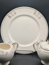 Salem "COMMODORE" USA 23 K Gold Set of 3 Cream/Sugar W/Lid/9 3/8" Luncheon Plate