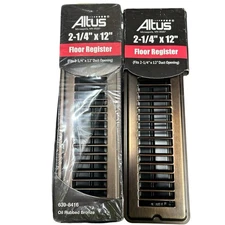 2 Floor Heat Air Register, 12x2-1/4", Oil Rubbed Bronze, Steel, Grille Vent Lot
