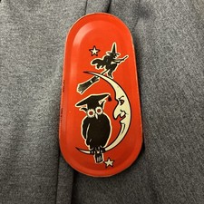 Vintage Kirchhof Tin Halloween Noisemaker Witch Owl Moon MADE IN USA