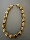 Vintage Gold Tone Metal Hinged Necklace 16.5 Heavy Weight Costume Jewelry