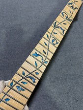 Gloss 24 Fret Maple Electric Guitar Neck Blue vine Inlays for Ibanez Guitar