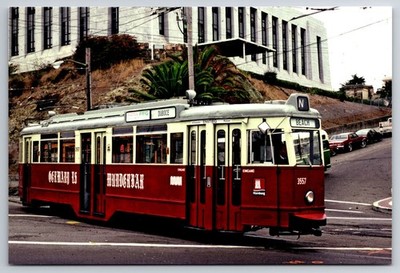San Francisco CA Historic Tram 3557 Hamburg Germany Trolley 1985 postcard