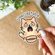 Funny Shocked Cat Reaction Meme Sticker for Cat Lovers , Waterproof Vinyl Decal