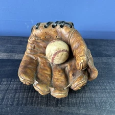 Vintage S.S. Sarna Brown Baseball Glove Ball Resin Desk/Shelf Decor MLB T-ball
