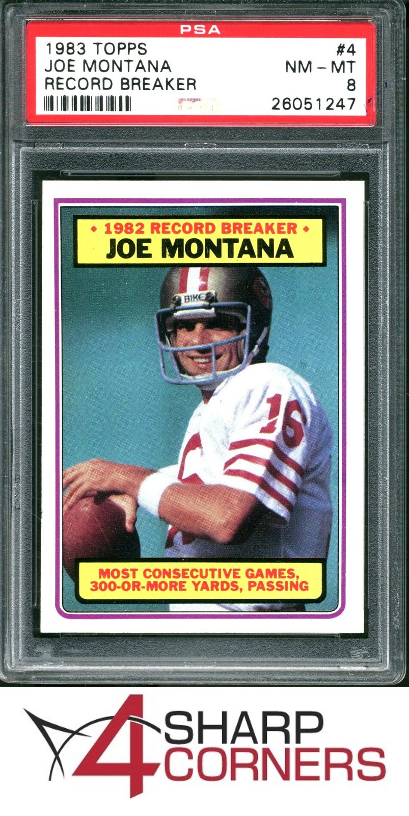 1983 TOPPS RECORD BREAKER #4 JOE MONTANA 49ERS HOF PSA 8 view 1
