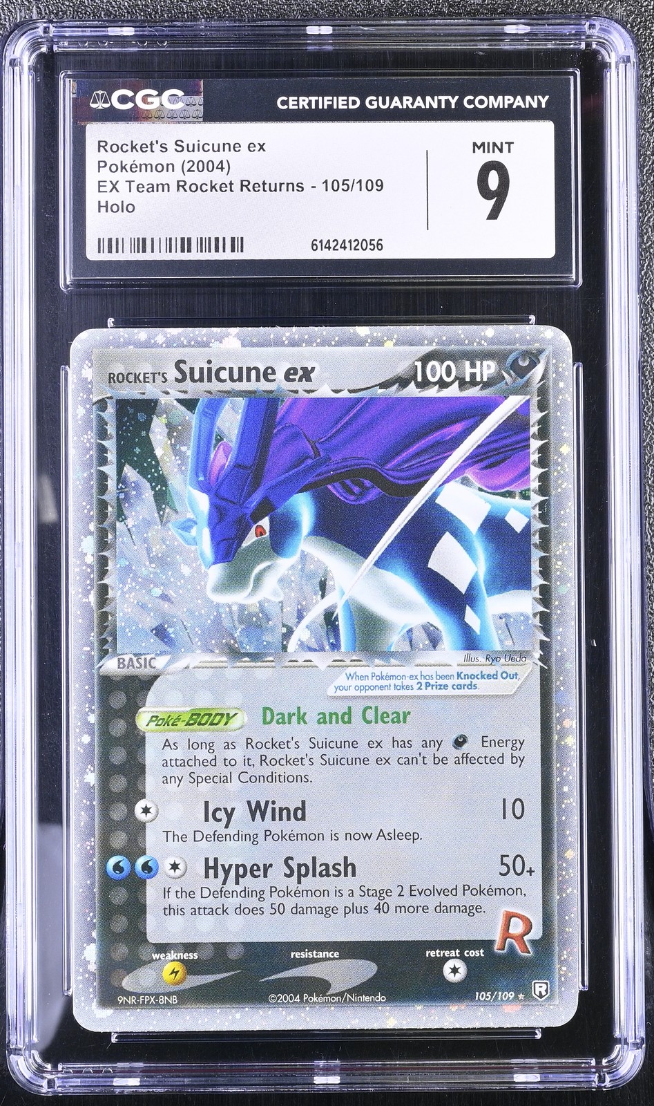 CGC 9 MINT Rocket's Suicune EX 105/109 EX Team Rocket Returns Holo Pokemon Card