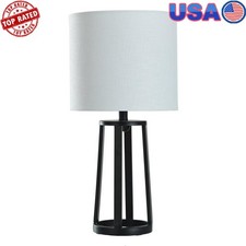 Modern Matte Black Table Lamp Classic Drum Shade Stylish Home Decor Lighting New