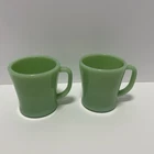 Fire King Oven Ware Jadeite D Handle Set Of 2 Coffee Mugs Cup READ DESCRIPTION