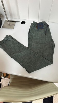 Nolan flat front drawstring waist pant with cuffs, color olive green. 33/36