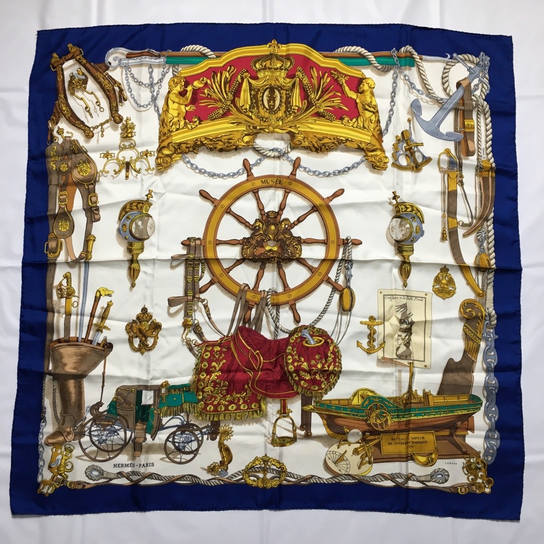 Hermes Carre 90 Silk Scarf in Blue 2504-10