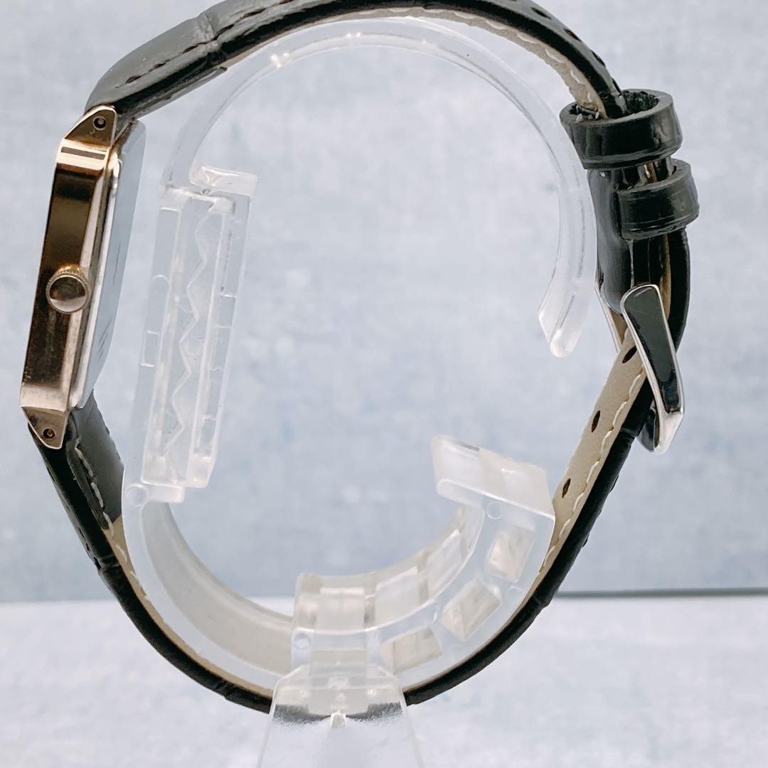 YSL Rectangular Quartz Watch Brown Dial Black Str… - image 8