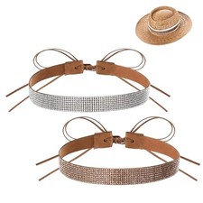 Rhinestone Hat Band, 2PCS Cowboy Hat Bands Diamond Bling Hats Belt Bling Hats