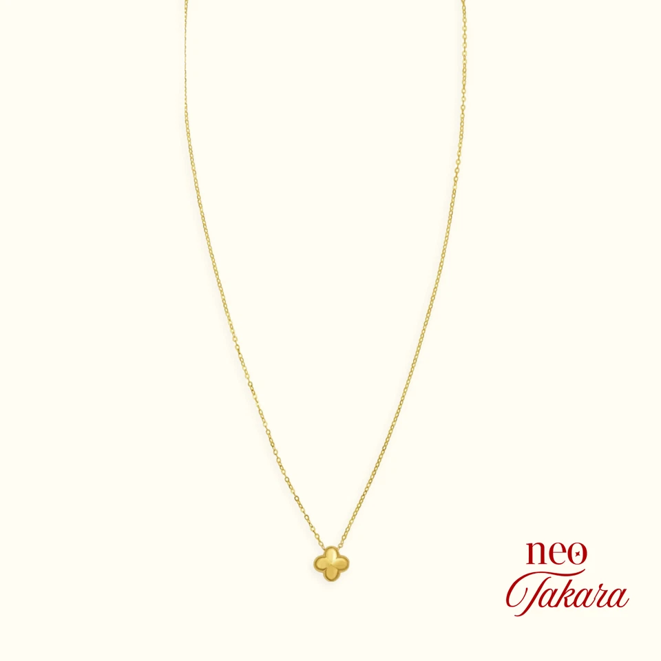 Collar colgante hinchado trébol de la suerte de oro amarillo macizo de 14 quilates cadena cable - regalo Foto 3 de 3