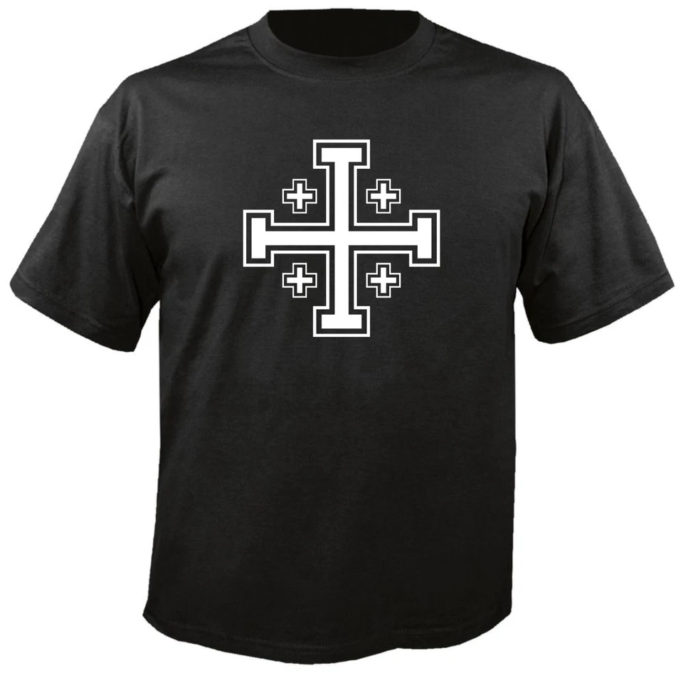 Camiseta Cruz Jerusalén, Cruz Cruzada, Caballeros Templarios Cristiano Jesús Dios Foto 2 de 2