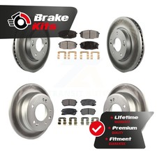 Front Rear Coat Brake Rotors Semi-Metallic Pad Kit For 2009-2012 Hyundai Elantra