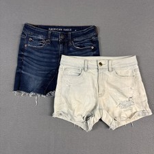 American Eagle Shorts Lot Bundle Womens 4 Blue Shortie Midi Distressed Denim