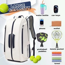 Padel Tennis Racket Backpack Waterproof PU Bag Pickleball Shoe Compartment