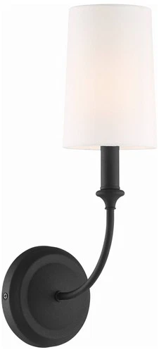 Crystorama Sylvan 15 3/4" Black Finish White Linen Shade Wall Sconce - Picture 2 of 7