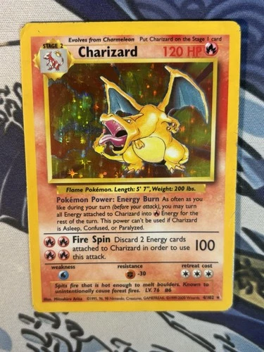 Pokémon TCG Charizard 4/102 1999-2000 4th Print Base Set Vintage Heavily Played