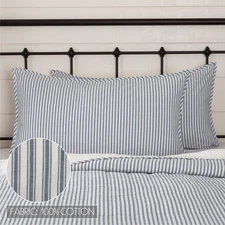 Sawyer Mill Farmhouse Blue White Ticking Stripe King Sham 21x37" VHC Brands