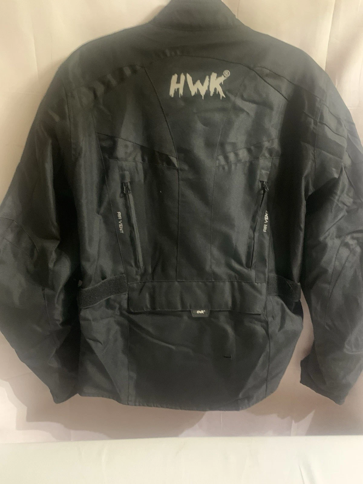 HWK Men's Black Motorcycle Jacket Zip (Pads) Ventilated Mesh Stand-Up Collar, L  image 12