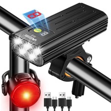 5LED Bike Front Rear Light Set USB Rechargeable Power Bank Battery Display
