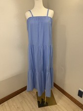 Steve Madden Oceane Dress Azure Blue Tiered Cotton Midi Dress XS NWT