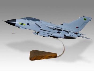 Panavia Tornado GR4 RAF 9 Bomber Squadron Mahogany Wood Handmade Moveable Model
