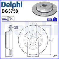 2X Bremsscheibe Delphi BG3758 2 Bremsscheiben Hinterachse Hinten