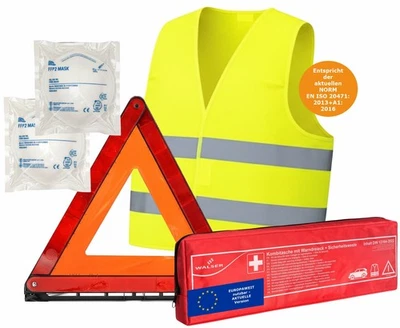 Mit 2x FFP2: WALSER Kombitasche Verbandstasche Warndreieck ERSTE HILFE Warnweste