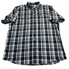 Wrangler Shirt Mens XL Blue Plaid Short Sleeve Button Up Vented Outdoor Hiking