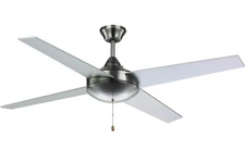 TRANS GLOBE LIGHTING 52" 4-BLADE CEILING FAN IN BRUSHED NICKEL NO LIGHT KIT