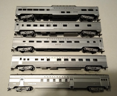 HO Scale IHC Rivarossi Burlington CB&Q Passenger Car set lot Streamliner Dome