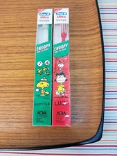 2 Vtg Oral-B Ultra Peanuts Toothbrushes Snoopy Lucy Woodstock Kids NOS Set 80's
