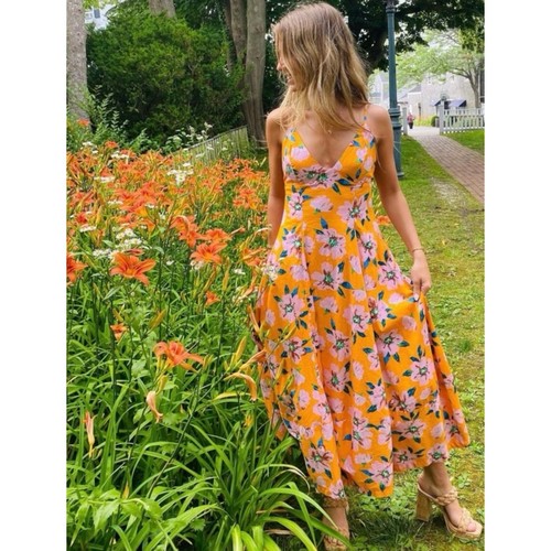 Free People Finer Things Printed Dress Sunshine Combo Midi Maxi M