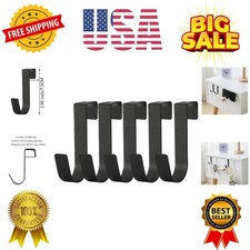 Over The Cabinet Door Single Hooks 5 Pack Black Fit for 3/4 inch Doors Thick...